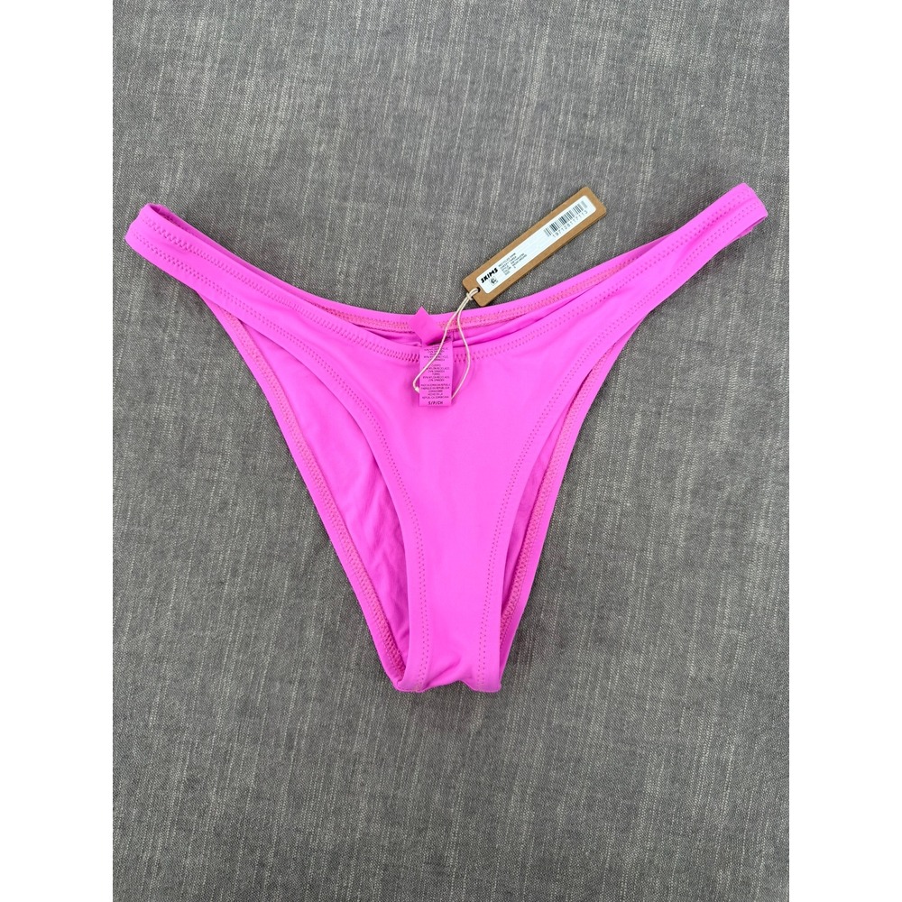 SKIMS Recycled Swim Cheeky Tanga Bikini Bottom Neon Orchid Pink Size S NWT